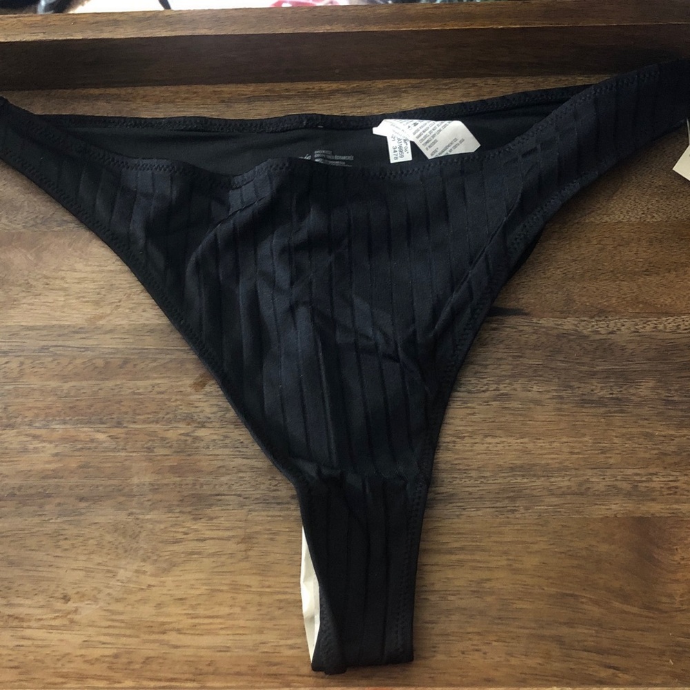 Black Ribbed Bikini Bottom